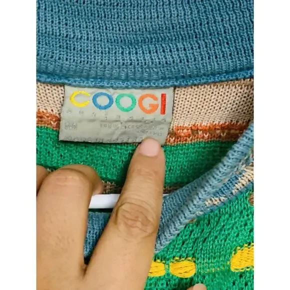 Vintage COOGI Australia Sweater Sz M Texured Multi Color-Pattern-Stitch-Cotton - Picture 4 of 7